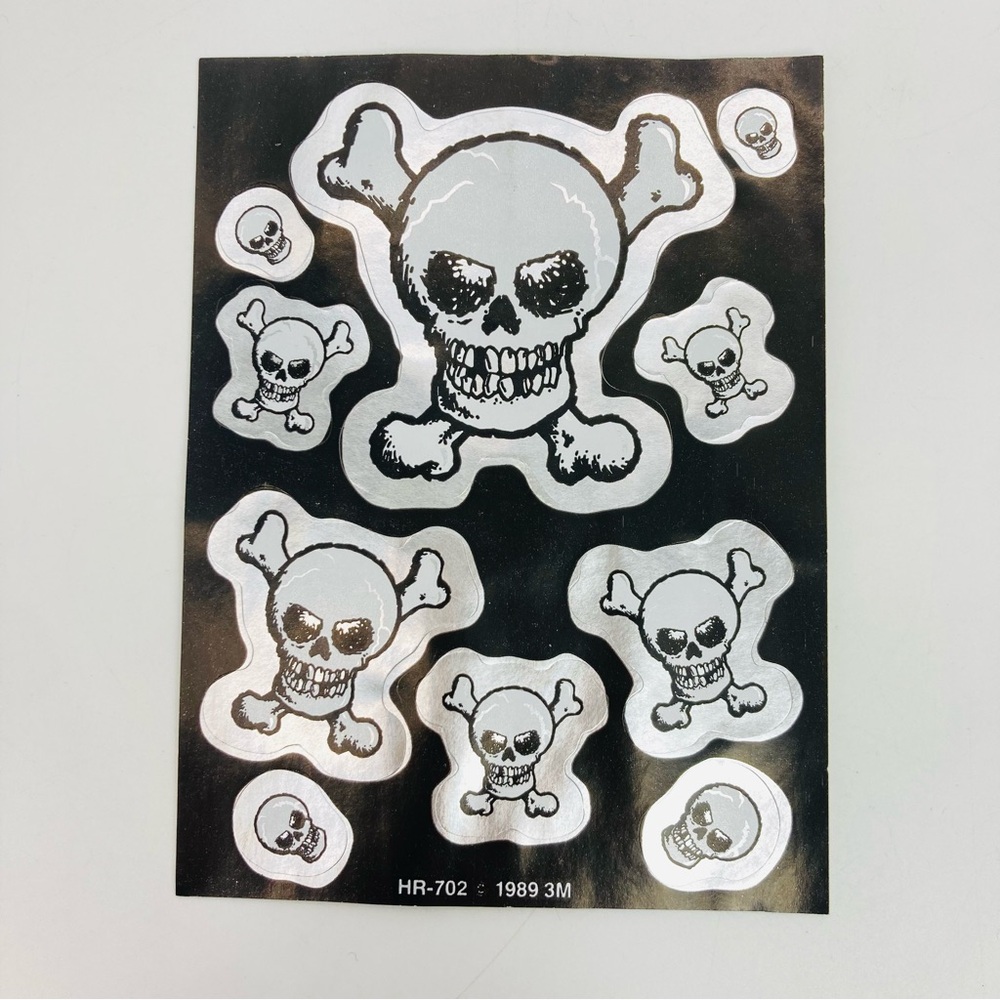 Vintage 1980’s 3M Skull  & Crossbones Sticker Sheet 1989 Halloween